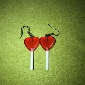 Red lollipop earrings